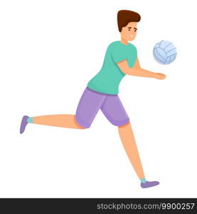 Running volleyball player icon. Cartoon of running volleyball player vector icon for web design isolated on white background. Running volleyball player icon, cartoon style