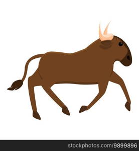 Running wildebeest icon. Cartoon of running wildebeest vector icon for web design isolated on white background. Running wildebeest icon, cartoon style