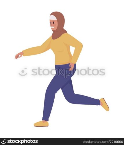 Running woman semi flat color vector character. Female figure. Full body person on white. Common situation isolated modern cartoon style illustration for graphic design and animation. Running woman semi flat color vector character