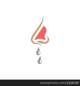 Runny Nose Icon, Nasal Mucus Drop Discharge From The Nostrils Vector Art Illustration
