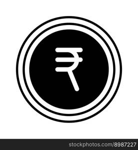 rupee coin glyph icon vector. rupee coin sign. isolated symbol illustration. rupee coin glyph icon vector illustration