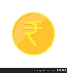 Rupee coin. Indian rupee gold coin isolated on white background. Vector illustration