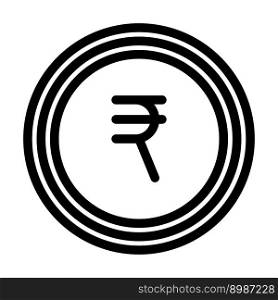 rupee coin line icon vector. rupee coin sign. isolated contour symbol black illustration. rupee coin line icon vector illustration
