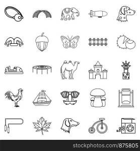 Rural activity icons set. Outline set of 25 rural activity vector icons for web isolated on white background. Rural activity icons set, outline style