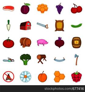 Rural economy icons set. Cartoon set of 25 rural economy vector icons for web isolated on white background. Rural economy icons set, cartoon style