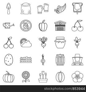 Rural icons set. Outline set of 25 rural vector icons for web isolated on white background. Rural icons set, outline style