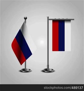 Russia Country Flag on Pole. Vector EPS10 Abstract Template background