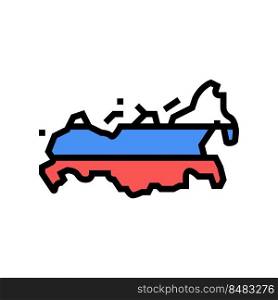 russia country map flag color icon vector. russia country map flag sign. isolated symbol illustration. russia country map flag color icon vector illustration