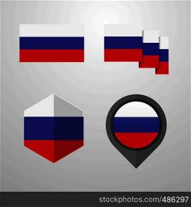 Russia flag design set vector