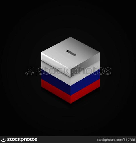 Russia Flag Printed on Vote Box. Vector EPS10 Abstract Template background