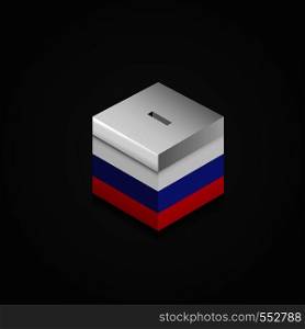 Russia Flag Printed on Vote Box. Vector EPS10 Abstract Template background