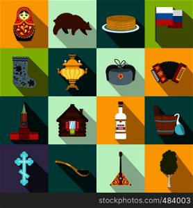 Russia flat icons set for web and mobile devices. Russia flat icons