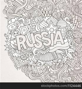 Russia hand lettering and doodles elements background. Vector illustration. Russia hand lettering and doodles elements background.