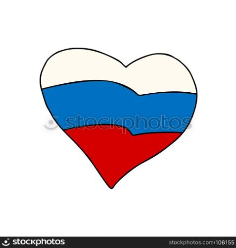 Russia heart, Patriotic symbol. Comic cartoon style pop art illustration vector retro. Russia heart, Patriotic symbol