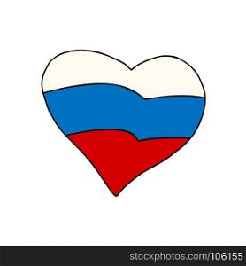 Russia heart, Patriotic symbol. Comic cartoon style pop art illustration vector retro. Russia heart, Patriotic symbol