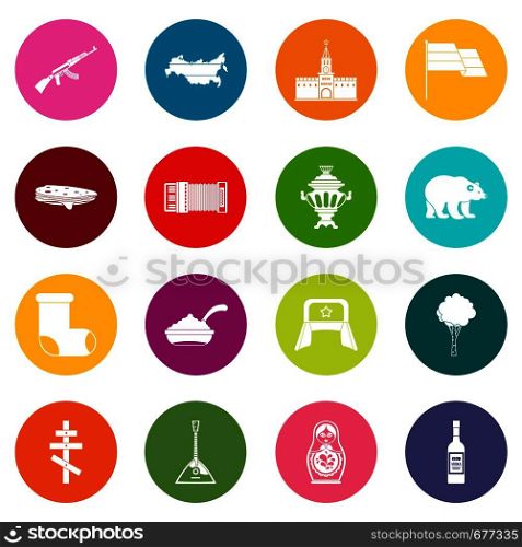 Russia icons many colors set isolated on white for digital marketing. Russia icons many colors set