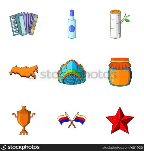 Russia icons set. Cartoon illustration of 9 Russia vector icons for web. Russia icons set, cartoon style