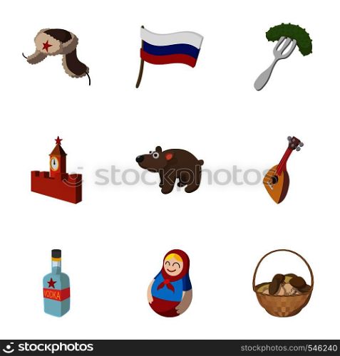 Russia icons set. Cartoon illustration of 9 Russia vector icons for web. Russia icons set, cartoon style