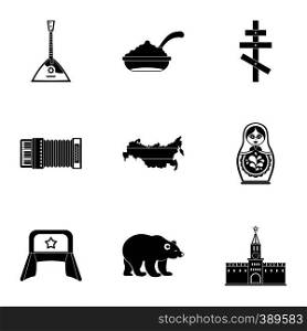 Russia icons set. Simple illustration of 9 Russia vector icons for web. Russia icons set, simple style