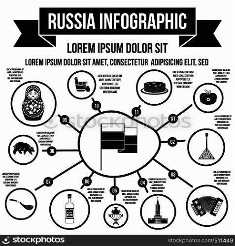 Russia infographic elements in simple style for any design. Russia infographic elements, simple style