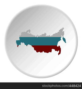 Russia map icon in flat circle isolated vector illustration for web. Russia map icon circle