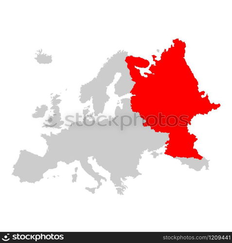 Russia on map of europe