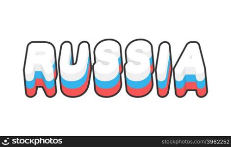 Russia. Text of Russian flag. Emblem of country on a white background. letters tricolor. typography and hand lettering &#xA;