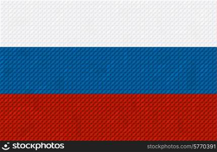 Russian flag background made with embroidery cross-stitch.