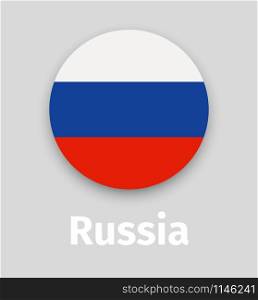 Russian flag, round icon with shadow isolated vector illustration. Russian flag, round icon with shadow