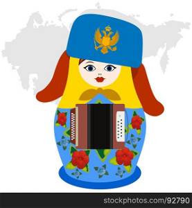 Russian nesting doll with accordion
