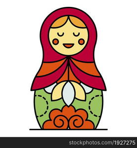 Russian nesting girl icon. Outline russian nesting girl vector icon color flat isolated. Russian nesting girl icon color outline vector