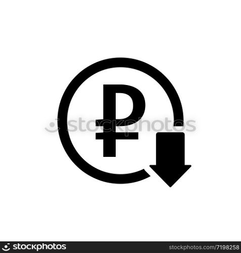 russian ruble inflation icon falling symbol vector illustration