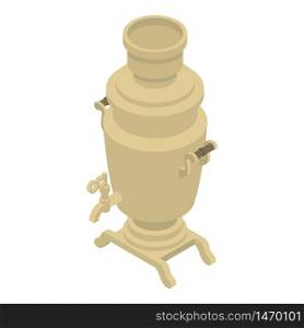 Russian samovar icon. Isometric of russian samovar vector icon for web design isolated on white background. Russian samovar icon, isometric style