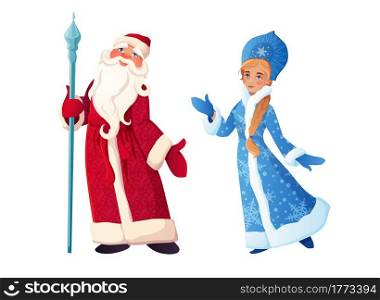 Russian Santa Claus with Snow Maiden. Ded Moroz and Snegurochka.