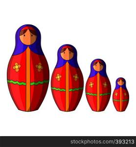 Russian tradition matryoshka doll icon. Cartoon illustration of russian tradition matryoshka doll vector icon for web design. Russian tradition doll icon, cartoon style