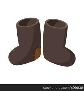 Russian traditional winter felt boots icon in cartoon style on a white background . Russian traditional winter felt boots icon