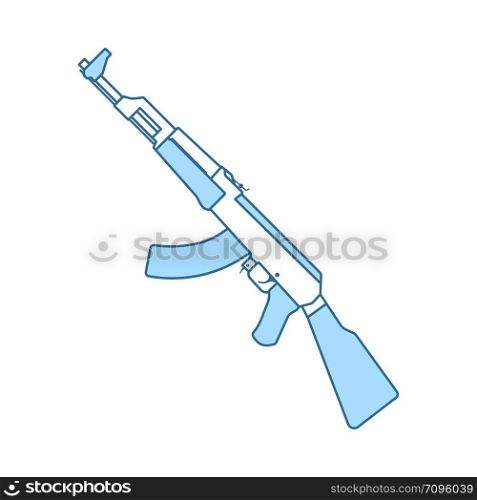 Russian Weapon Rifle Icon. Thin Line With Blue Fill Design. Vector Illustration.