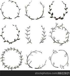 Rustic laurel and wreath collection for design vector image