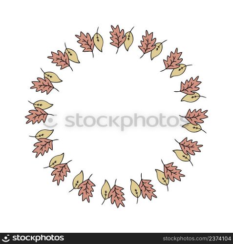 Rustic leaves frame isolated on white background. Perfect for invitations, cards and print. Floral vector illustration for decor and design.