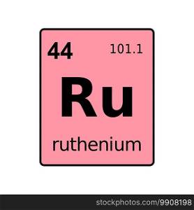 Ruthenium chemical element of periodic table. Sign with atomic number.