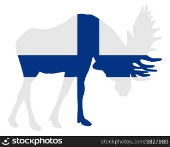 Rutting moose in finnish flag