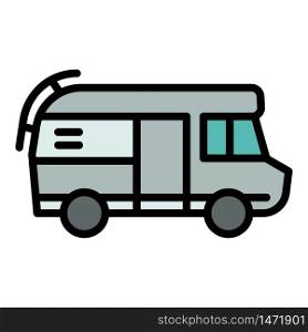 Rv motorhome icon. Outline rv motorhome vector icon for web design isolated on white background. Rv motorhome icon, outline style