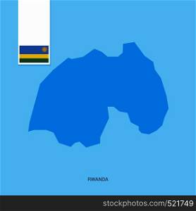 Rwanda Country Map with Flag over Blue background. Vector EPS10 Abstract Template background