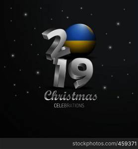 Rwanda Flag 2019 Merry Christmas Typography. New Year Abstract Celebration background