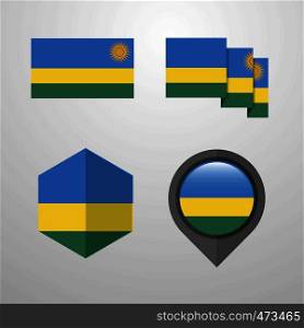 Rwanda flag design set vector