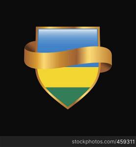 Rwanda flag Golden badge design vector