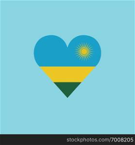 Rwanda flag icon in a heart shape in flat design. Independence day or National day holiday concept.