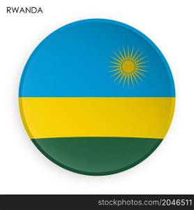 RWANDA flag icon in modern neomorphism style. Button for mobile application or web. Vector on white background