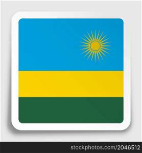 RWANDA flag icon on paper square sticker with shadow. Button for mobile application or web. Vector