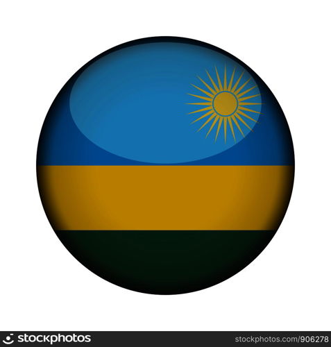 rwanda Flag in glossy round button of icon. rwanda emblem isolated on white background. National concept sign. Independence Day. Vector illustration.